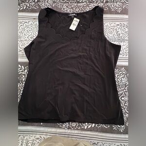 Express Black Scalloped Tank Top XL new
